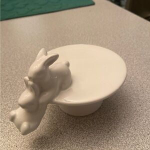 White Ceramic Bunny Ring Dish